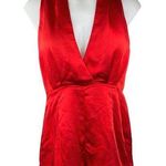Elliatt Red Silk Satin Halter Sleeveless Deep V Neck Backless Romper Shorts Sz S Photo 0