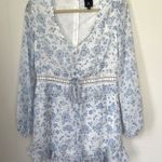 Disney Princess White Blue Floral Long Sleeve Lined Romper ~ FLAWED ~ Size M Photo 0