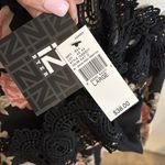 Iz Byer  Black Floral Off-Shoulder Top w/ Crochet Trim -Adj Straps – NWT Large Photo 1