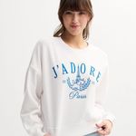 Disney 's Aristocats J'Adore Paris Juniors' Cropped Embroidered Pullover NWT L Photo 1