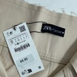 ZARA NWT  Wide Leg Pants Beige Cargo Raw Waist Hem Casual Trousers Size SMALL‎ Photo 3