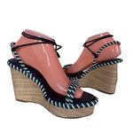 AREZZO BLUE, GREEN & WHITE TWISTED ROPE FAUX LEATHER WEDGE HEEL SANDALS (39) Blue Size 9 Photo 4