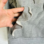Lea & Viola Gray Ruffle Cropped Sweatshirt Pullover Hoodie New Size Small Photo 3