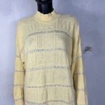 Vintage Basic Editions Knit Sweater Striped Cream Blue Acrylic Size‎ Medium Photo 0