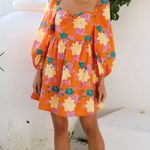 Hello Molly Orange Floral Mini Dress Photo 0