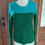 Sweater Crochet Acrylic Green Blue Crewneck Womens Medium Mossimo Photo 3