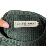 Apiece Apart  Sweater‎ Top Ruffle Ribbed Knit Marled Green Black Size Small Photo 8