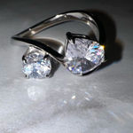 Silver ring size 9 double gems elegant high quality Photo 1