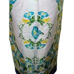 Vintage Woman Scarf Godiva Blue White Green Yellow Silk Morning Glory Classic Photo 9