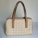 Nine West Beige Canvas Satchel Purse Handbag Top Handle Bag Mini Bag Cute Photo 1
