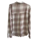 C&C California Knit Plaid Long Sleeve Button Down Shirt Women's Size L Pink Gray Photo 2