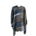 Kollie More Color Block Shawl Wrap Poncho Cape Ultra Soft Cozy Boho Gray NWOT Photo 6