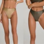 Good American NWT Good Waist Reversible Cheeky high shine bikini bottom sage 4X Photo 1