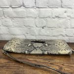 Michael Kors  Snakeskin Leather Clutch With Shoulder Strap Sand Photo 2