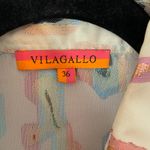 Vilagallo White Animal Print Metallic Colorful Button Down Shirt Women's size 36 Photo 2