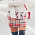 J. Crew Tartan Plaid City Mini Sidewalk Skirt Pull On, Sz 2 Red Photo 0
