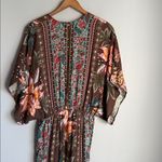 Farm Rio  Anthropologie Valentina Brown Floral V Neck Midi Maxi Dress Small Photo 7