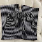 Popsugar Black White Stripe High Paperbag Waist Wide Leg Tie Waist Crop Pants S Photo 5