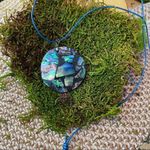 Natural abalone pendant on leather adjustable cord Purple Photo 2
