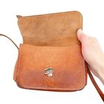 Vintage Grecian Tan Leather Crossbody Made in Greece Photo 2