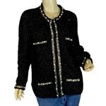 White House | Black Market  BLACK W/METALLIC SILVER STRANDS BEADED CARDIGAN (XL) Photo 0