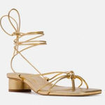 ZARA  gold gladiator strap sandals women’s Size 37/ 6.5 Photo 0