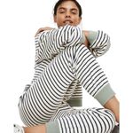 Madewell  Velour Slim‎ Joggers in Navy and white Stripe size Large Photo 0