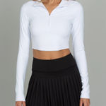 Gold Hinge  White Half-Zip Crop Top Photo 0