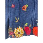 Tiara International Cardigan Fall Harvest Sweater Blue Embroidered Pumpkin S Photo 2
