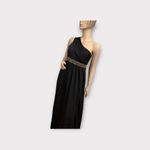 ASOS Maternity Black One Shoulder Maxi Dress Sz 4 Beaded Waist Photo 1