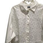 Gap Lace Bib Big Shirt Button Down Optic White Women’s Plus Size XXL NWT Photo 5