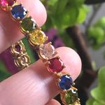 Ladies 18kt gold plated colorful 6mm faceted cubic zirconia tennis bracelet Photo 1