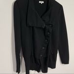 SOH Black Moto Cashmere/Cotton Blend Jacket/Cardigan With Leather Elbow Patch M Black Size M Photo 3