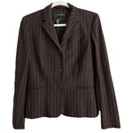 Ralph Lauren Lauren  Wool Blend Jacket Womens Size 8 Brown Stripes Career Photo 0