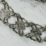 Ornate Silver Tone Flower Chain Belt Double Hook Decorative One Size ✨ Photo 5