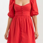 Anthropologie MAEVE x  Puff Sleeved Sweetheart Mini Dress, Red, Small Photo 0