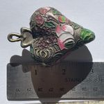 Puffy heart pendant for necklace large colorful mosaic floral silver metal Photo 7