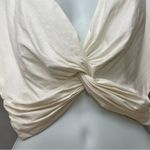ZARA Crop Top Twist Front Off-White Women Medium Shirred Smocked Back Waist Photo 10