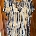 Knox Rose  Womens Tie Dye‎ V Neck Top Lace Detail Short Sleeve Photo 0