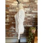 Elodie  White Ribbed Square Neck Long Scrunch Sleeve Top Size M Photo 2