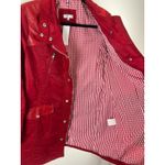 NWT Samantha Sipos Red Nylon Jacket Leather Trim Hooded Trench Coat Size S Photo 7