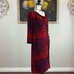Anne Klein Womens Red Purple Jersey Knit Pullover 3/4 Sleeve Dress Size 14 Photo 2