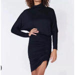 Veronica Beard Manda Dress Womens XL Black Ruched Skirt Turtleneck Dolman Photo 1