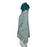 Denim & Co Shirt Women 2X Hoodie Green White Stripe Velvet Casual Loungewear Photo 2