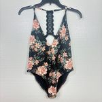 Billabong NWT $78 Let it bloom one piece swimsuit floral black M Photo 2
