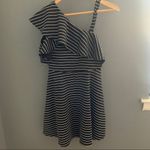 Bardot NWT  black stripe ruffle shoulder dress Photo 4