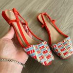 Tory Burch  Pietra Tweed Swingback Sandals Size 8 Color Orange Photo 0