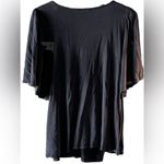 Lucky Brand Solid Sand-Wash Wrap Top Sz Lg V-Neck Lagenlook Charcoal Blouse Grey Photo 3