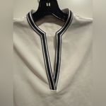 Tory Burch  Tory Sport Tech Tank Top – White with Navy Trim Size M Photo 3