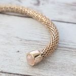 Gold Tone Cuff Bracelet with Light Pink Gem Ends Photo 6